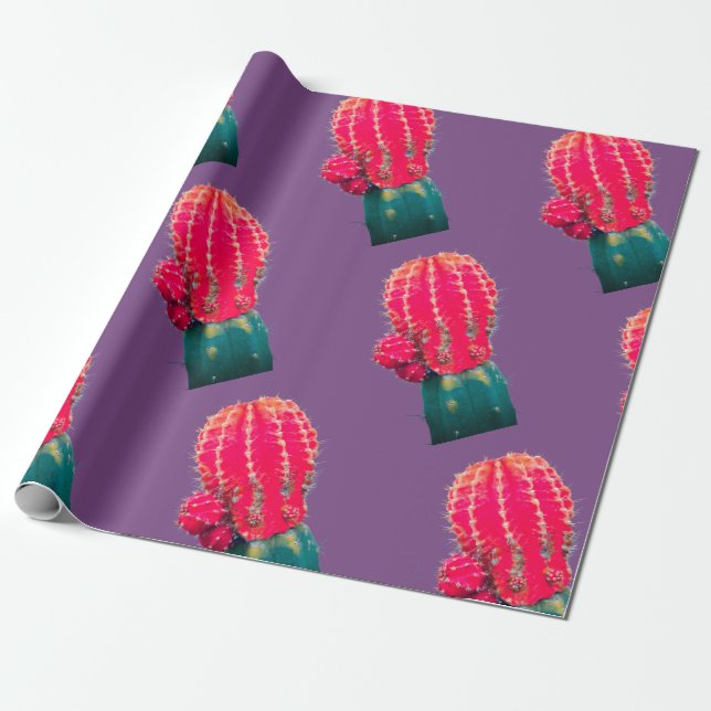 Pink Cactus Wrapping Paper Geschenkpapier (Ungerollt)