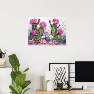 Pink Cactus Wüstenblumen Kunstposter - Arizona! Poster