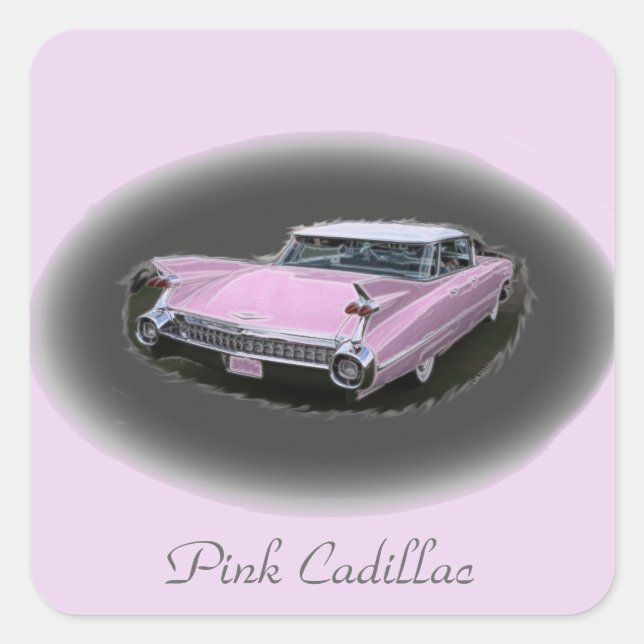Pink Cadillac Flash Quadratischer Aufkleber (Vorderseite)
