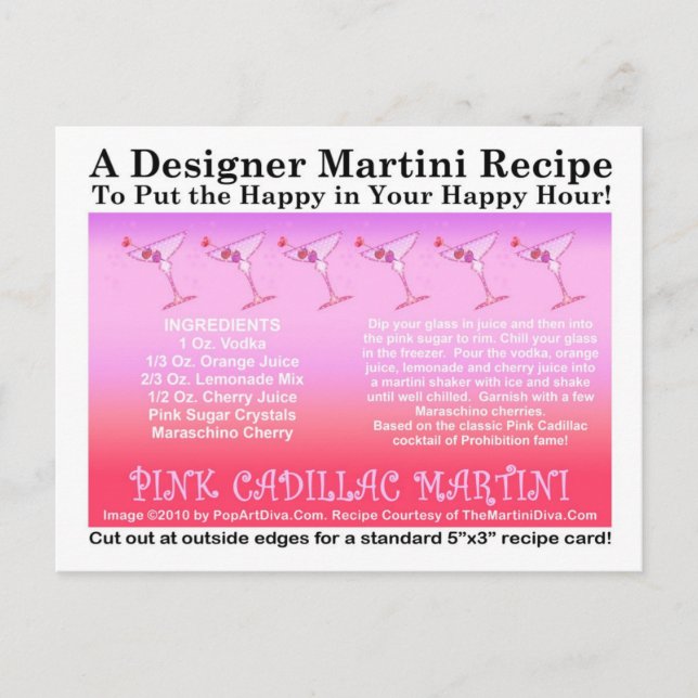 Pink Cadillac Martini Rezept Karte (Vorderseite)