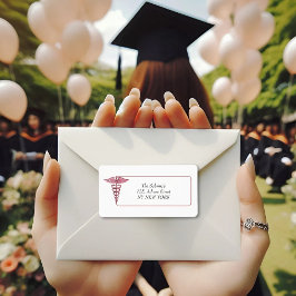 Pink caduceus Stethoscope Nurse Abschluss Adressaufkleber