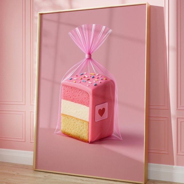 Pink Cake Art Print, Niedliche Pasta Wall Bäckerei Poster (Cake art)