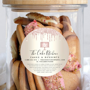 Pink Cake Bäckerei Koch Glitzer Tropfen Gold Legal Runder Aufkleber