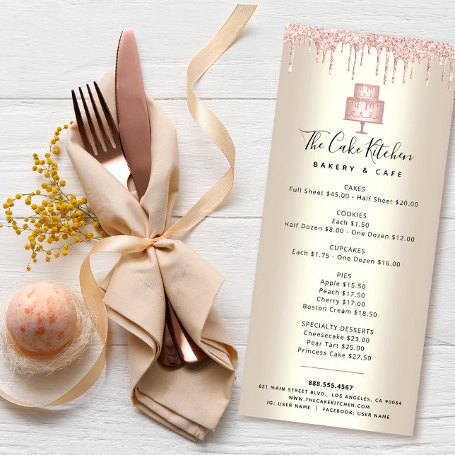 Pink Cake Bakery Glitter Pastry Werbekarte (Von Creator hochgeladen)