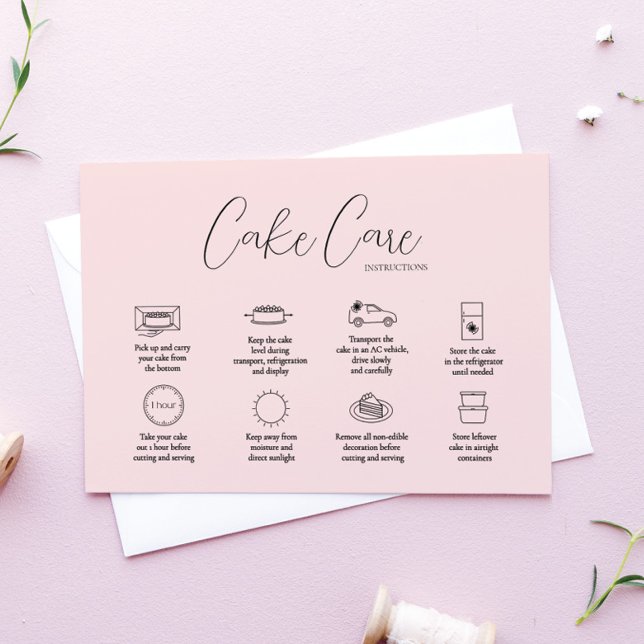 Pink Cake Care Instruktionskarte Mitteilungskarte (Von Creator hochgeladen)