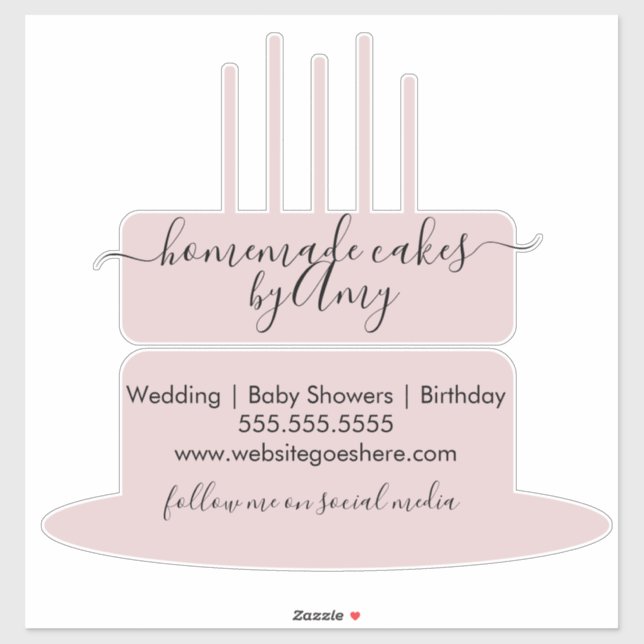Pink Cake Logo Bakery Business Marketing Car Decal Aufkleber (Blatt)