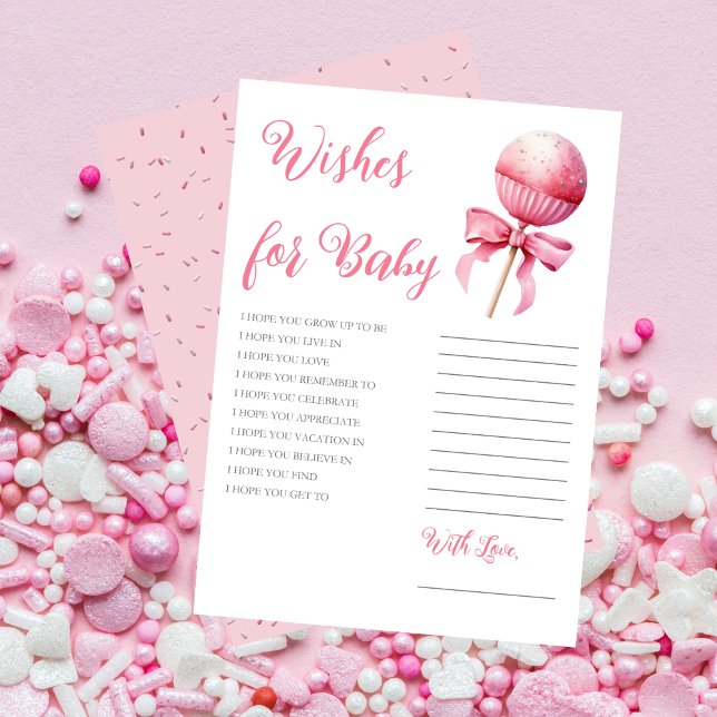 Pink Cake Pop Girl Baby Shower Wishes for Baby Einladung (Pink Cake Pop Girl Baby Shower Wishes for Baby -- Pink Candy Frame Collection)