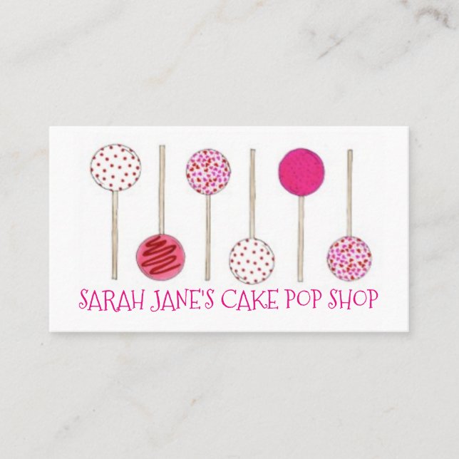 Pink Cake Pops Bäckerei Backshop Backwaren Lebensm Visitenkarte (Vorderseite)