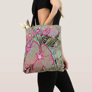 Pink Caladium Leaf and Abstract Botanical Tasche