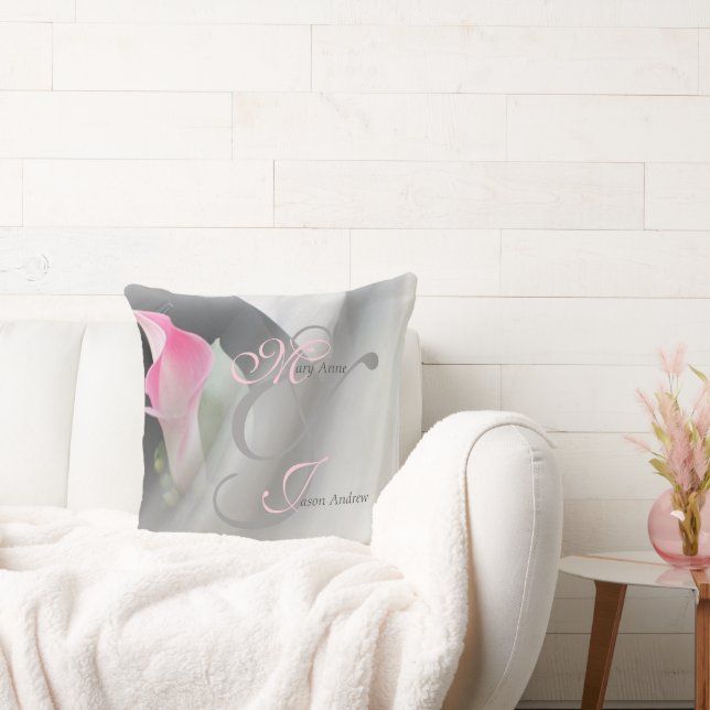Pink Calla Lily Blüh Wedding Throw Kissen (Liege)