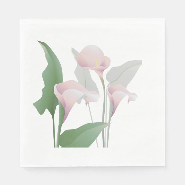 Pink Calla Lily Blume Papier Napkins Serviette (Vorderseite)