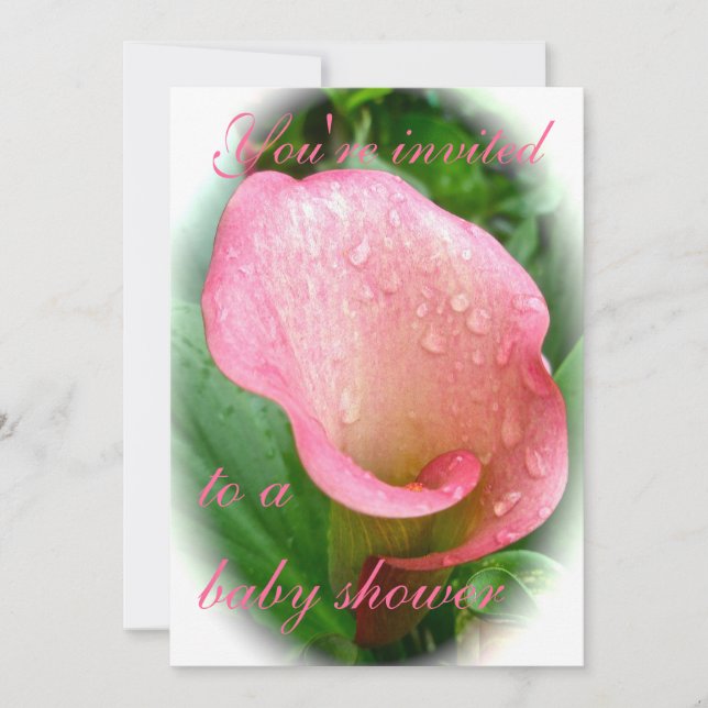 Pink Calla Lily Spathe Baby Dusche Einladung (Vorderseite)