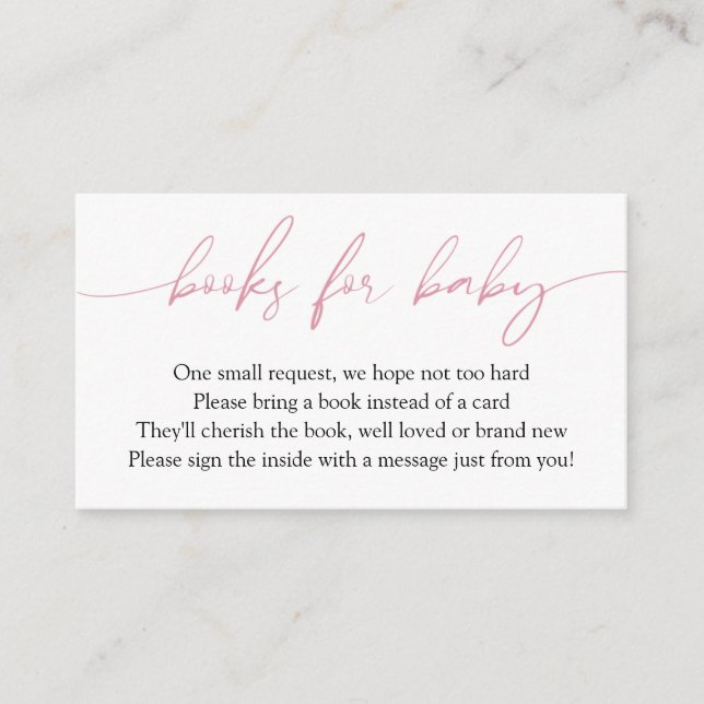 Pink Calligraphy Books for Baby Request Begleitkarte (Vorderseite)