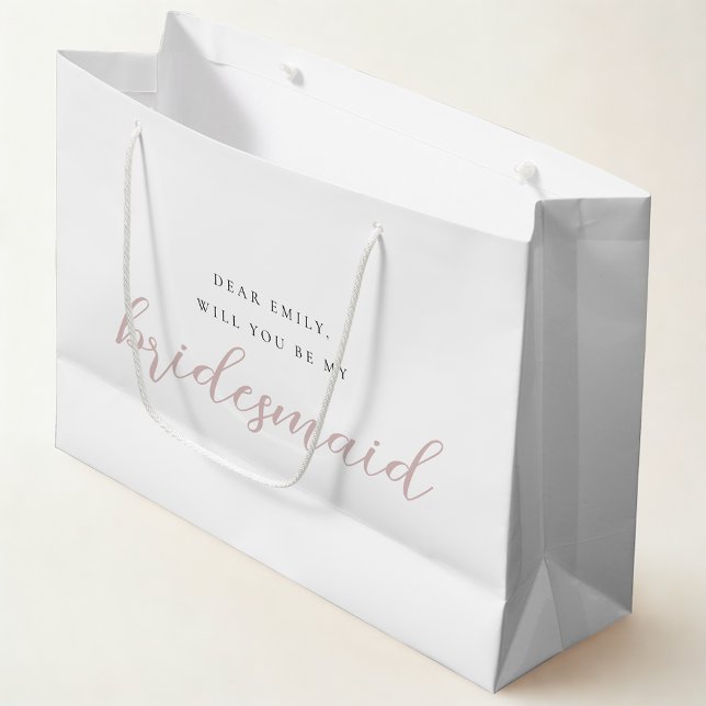 Pink Calligraphy Bridesmaid Vorschlag Geschenktasc Große Geschenktüte (Von Creator hochgeladen)
