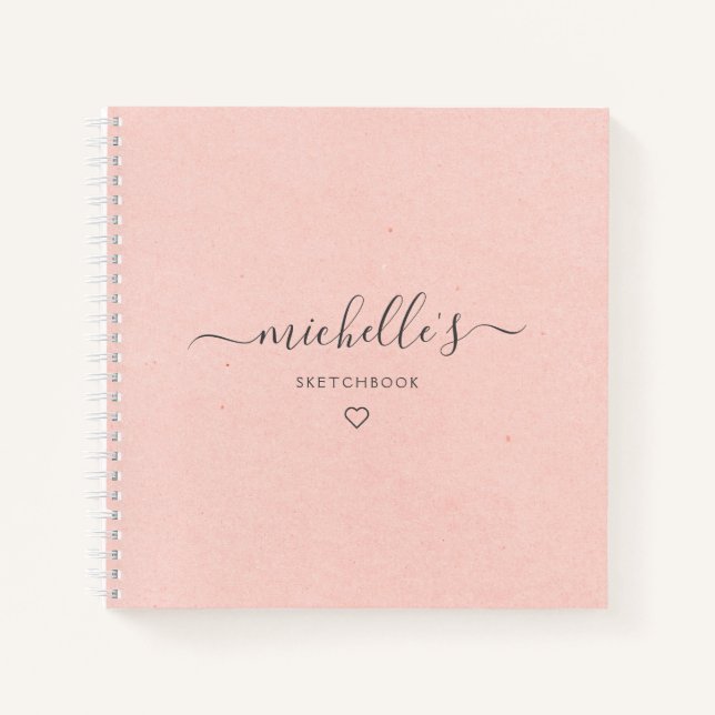 Pink Calligraphy Monogram Heft Sketchbook Notizbuch (Vorderseite)