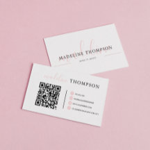 Pink Calligraphy Script QR-Code Visitenkarte