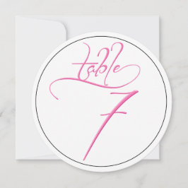 Pink Calligraphy Script Round Tischnummer 7 Card