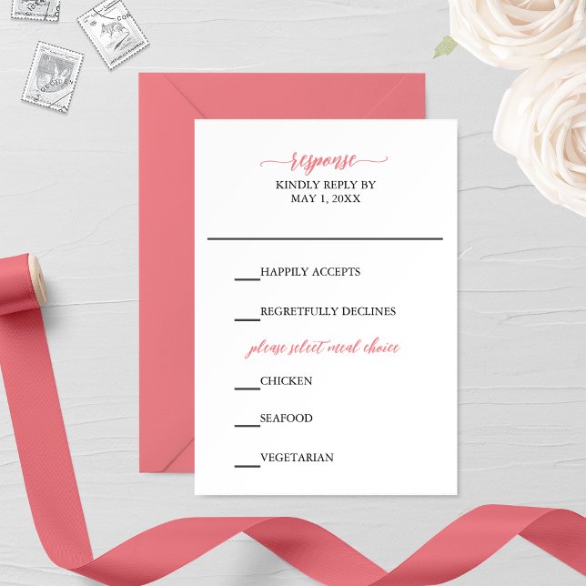 Pink Calligraphy Wedding RSVP Card (Von Creator hochgeladen)