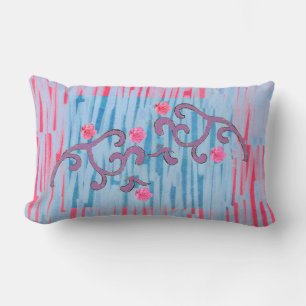 Pink Camelia und Lila Leaf-Muster Lendenkissen