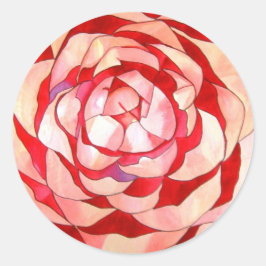 Pink Camellia abstraktes Originalgemälde Runder Aufkleber