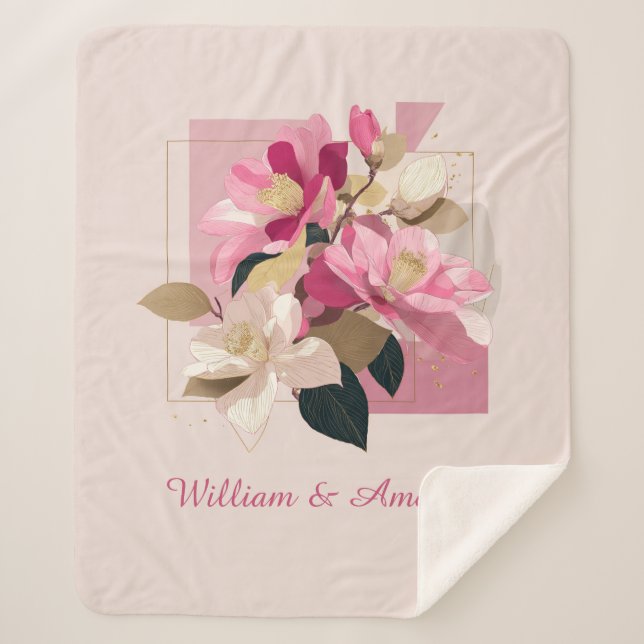 Pink Camellia Bloom Sherpadecke (Vorderseite)