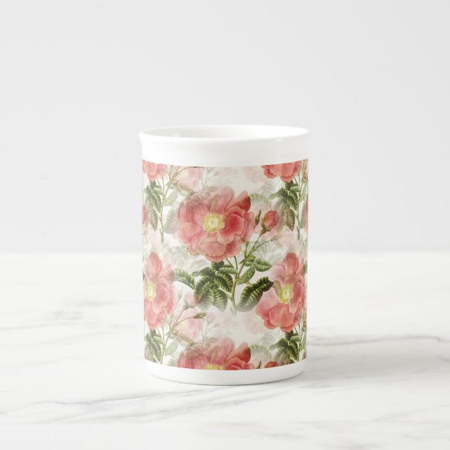 Pink Camellia Blumenmuster Prozellantasse (Vorderseite)