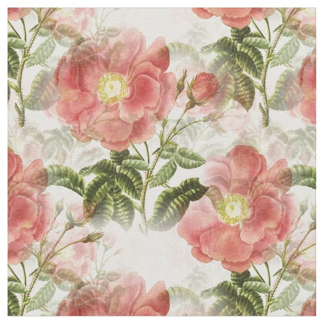 Pink Camellia Blumenmuster Stoff (Nahaufnahme)