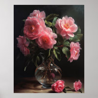 Pink Camellia Flowers Art Imprimer Poster