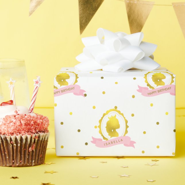 Pink Cameo Princess Birthday Geschenkpapier (Geburtstagsparty)