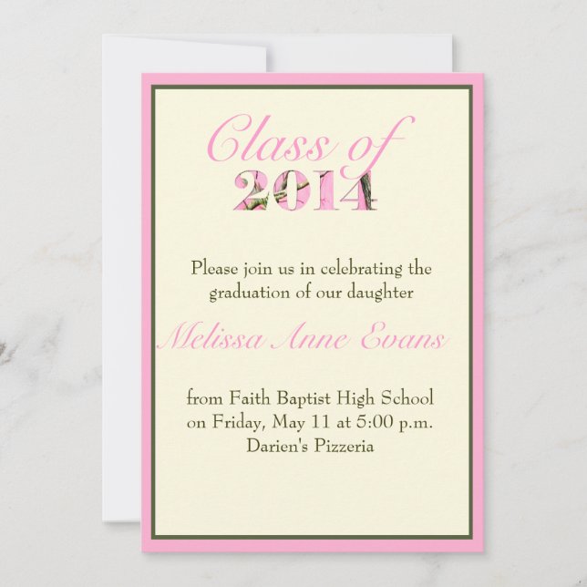 Pink Camo Class of 2014 Graduation Invitation Einladung (Vorderseite)