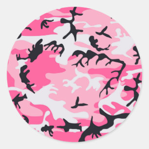 Pink Camo Tarouflage Pattern Runder Aufkleber