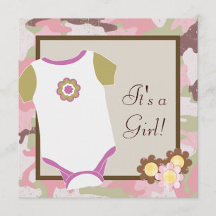 Pink Camouflage Baby Girl Dusche Einladungen