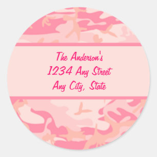 Pink Camouflage Cusom Monogram Runder Aufkleber
