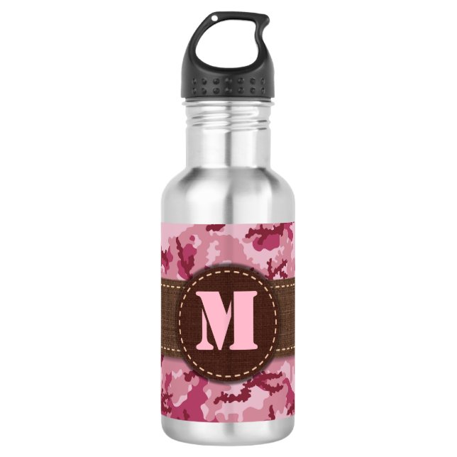 Pink Camouflage Edelstahlflasche (Vorderseite)