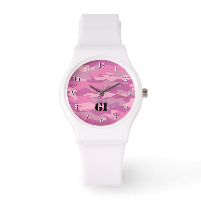 Pink Camouflage farbige Armbanduhr für Teenager (Vorderseite)