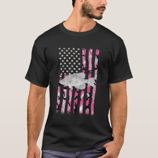 Pink Camouflage Flag Crappie Fischen Shirt Long Sl