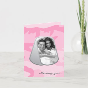 Pink Camouflage Foto in Dog Tags Karte