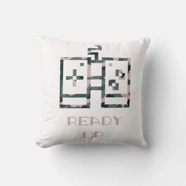 Pink Camouflage Gamecontroller - Erlebter Gamer Kissen (Vorderseite)