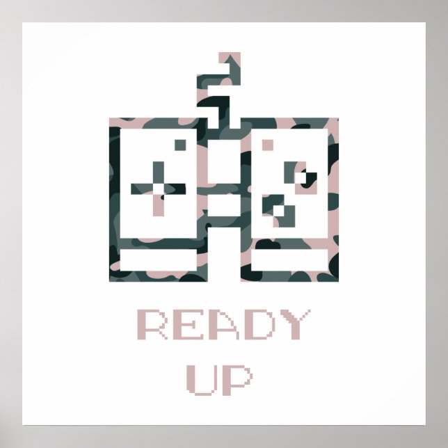 Pink Camouflage Gamecontroller - Erlebter Gamer Poster (Vorne)