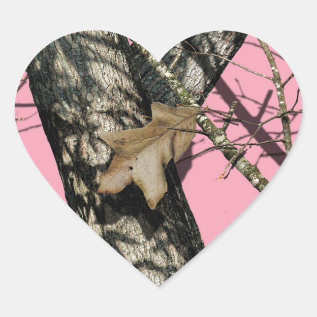 Pink Camouflage Herz-Aufkleber (Vorderseite)
