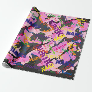 Pink-Camouflage Hinzufügen eines Namens für benu Geschenkpapier