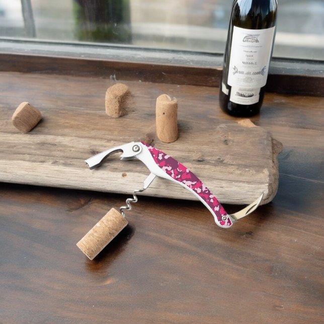 Pink Camouflage Kellnermesser (Corkscrew Bottle Opener)