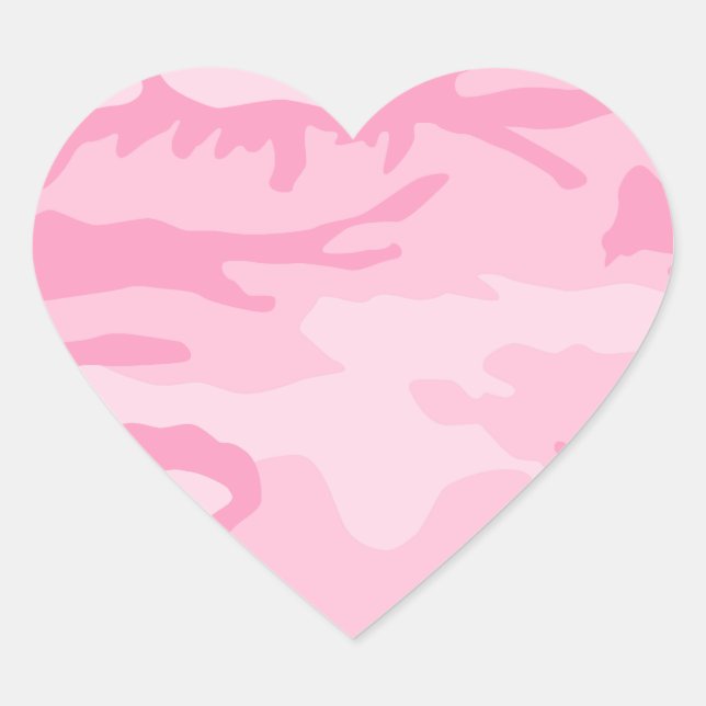Pink-Camouflage-Muster Herz-Aufkleber (Vorderseite)