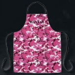 Pink Camouflage Muster Personalisiert Schürze<br><div class="desc">Das Design weist ein Allover-Camouflage-Muster auf, mit Ihrem Namen oder Ihrer Personalisierungswahl. Das mit Monogramm Design. Diese Schürze ist elegant und modern und macht das perfekte Mode-Accessoire. Fügen Sie diesem Design Ihre benutzerdefinierte Formulierung hinzu, indem Sie die Felder "Diese Designvorlage bearbeiten" auf der rechten Seite des Elements verwenden, oder klicken...</div>