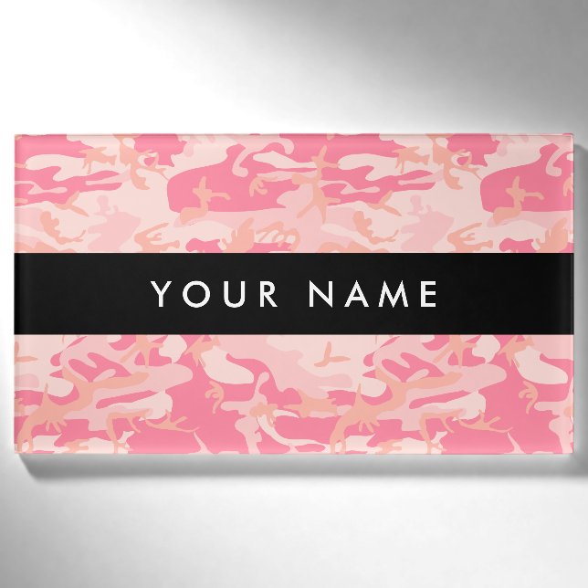 Pink Camouflage Pattern, Ihr Name, Personalisieren Namenschild (Vorderseite)