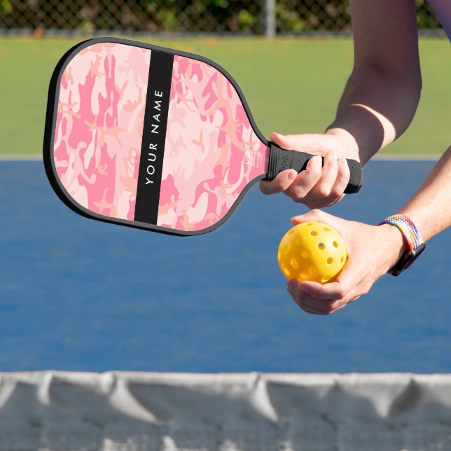 Pink Camouflage Pattern, Ihr Name, Personalisieren Pickleball Schläger (InSitu)