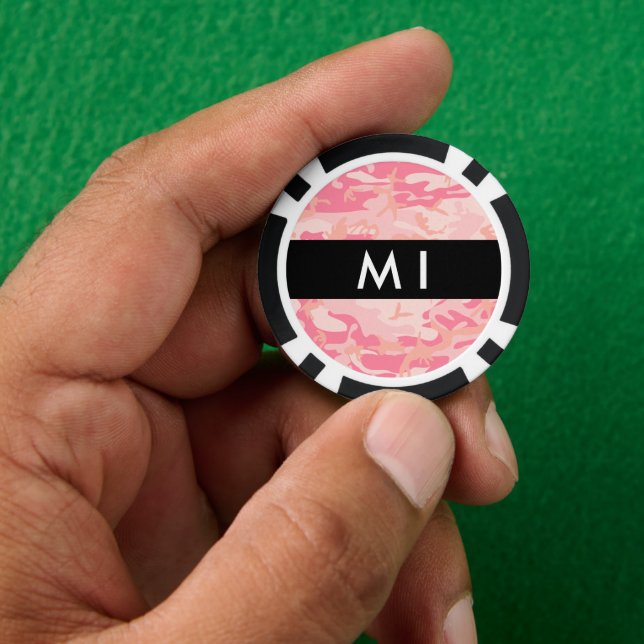 Pink Camouflage Pattern, Ihr Name, Personalisieren Pokerchips (Hand)