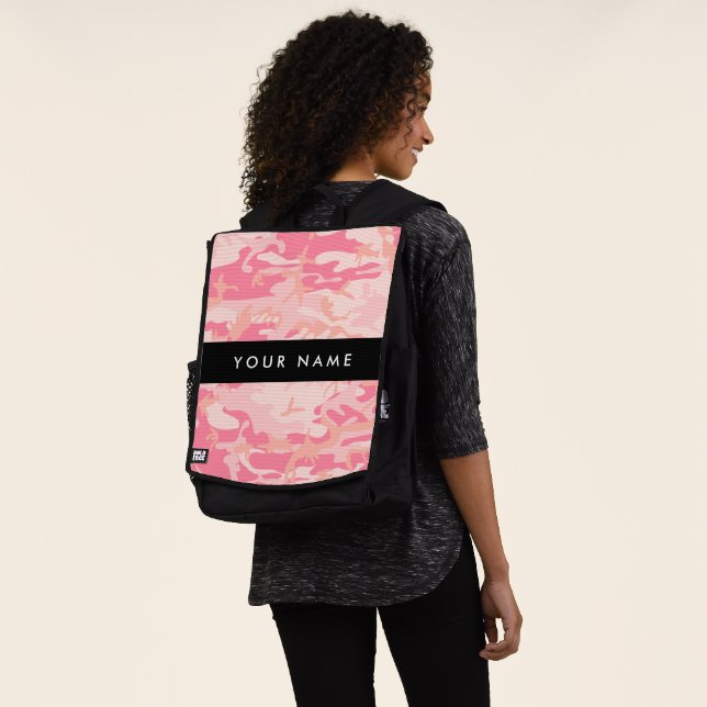 Pink Camouflage Pattern, Ihr Name, Personalisieren Rucksack (Ausgewaschen)