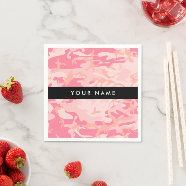 Pink Camouflage Pattern, Ihr Name, Personalisieren Serviette (Beispiel)