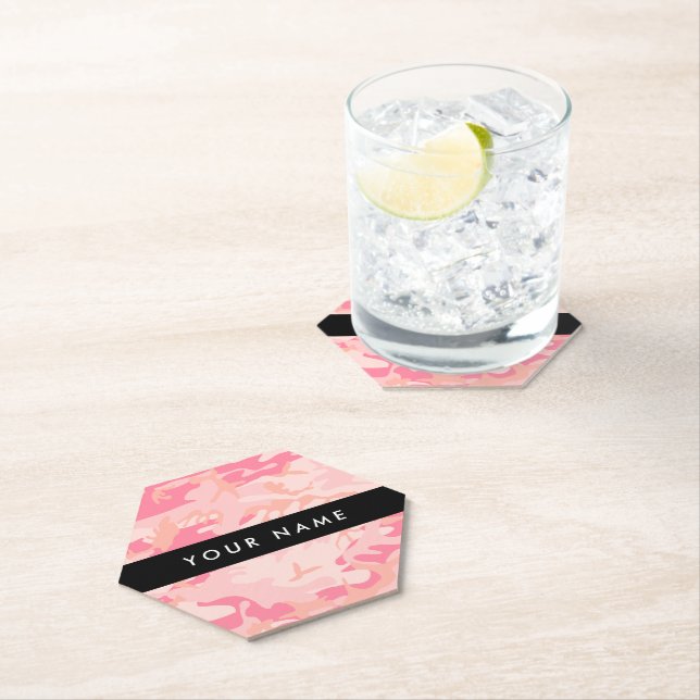 Pink Camouflage Pattern, Ihr Name, Personalisieren Untersetzer (Vor Ort)